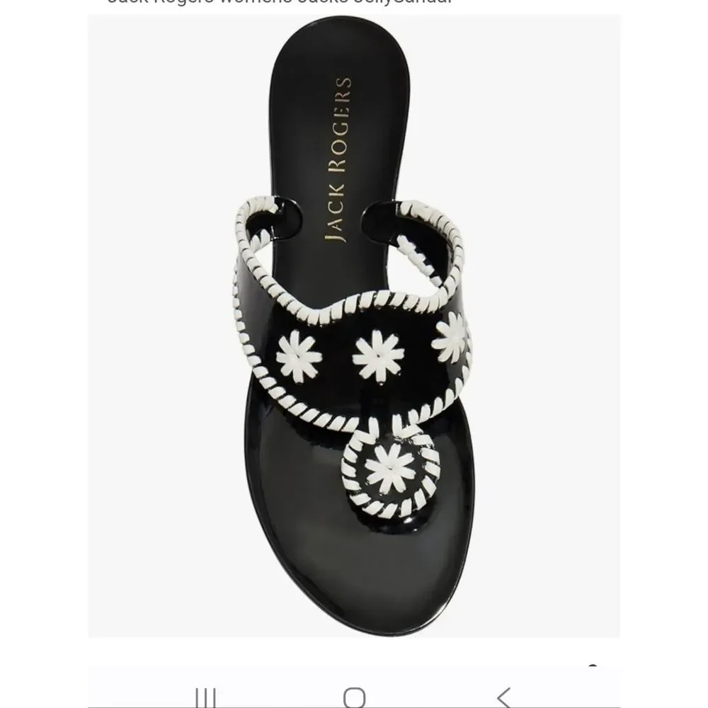 Jack Rogers Black and White Daisy Whipstitch Sandals